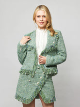 Cora Fringed Tweed Bouclé Moto Jacket