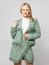 Cora Fringed Tweed Bouclé Moto Jacket