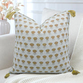 Artisan Mustard Thick Linen Tassel Cushion Cover for Sofa - Kohinoor