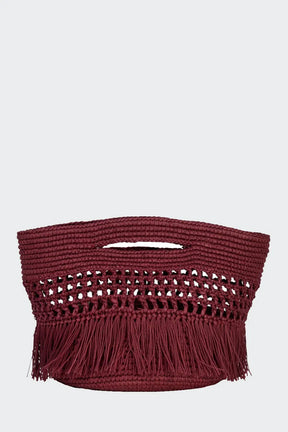Paola Toquilla Straw Clutch Burgundy