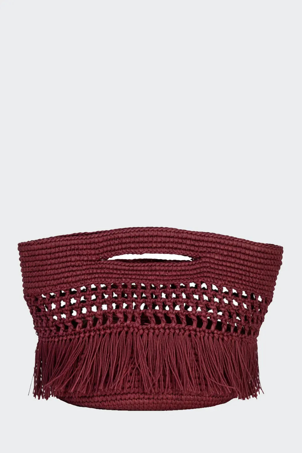 Paola Toquilla Straw Clutch Burgundy
