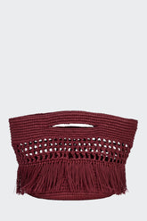 Paola Toquilla Straw Clutch Burgundy