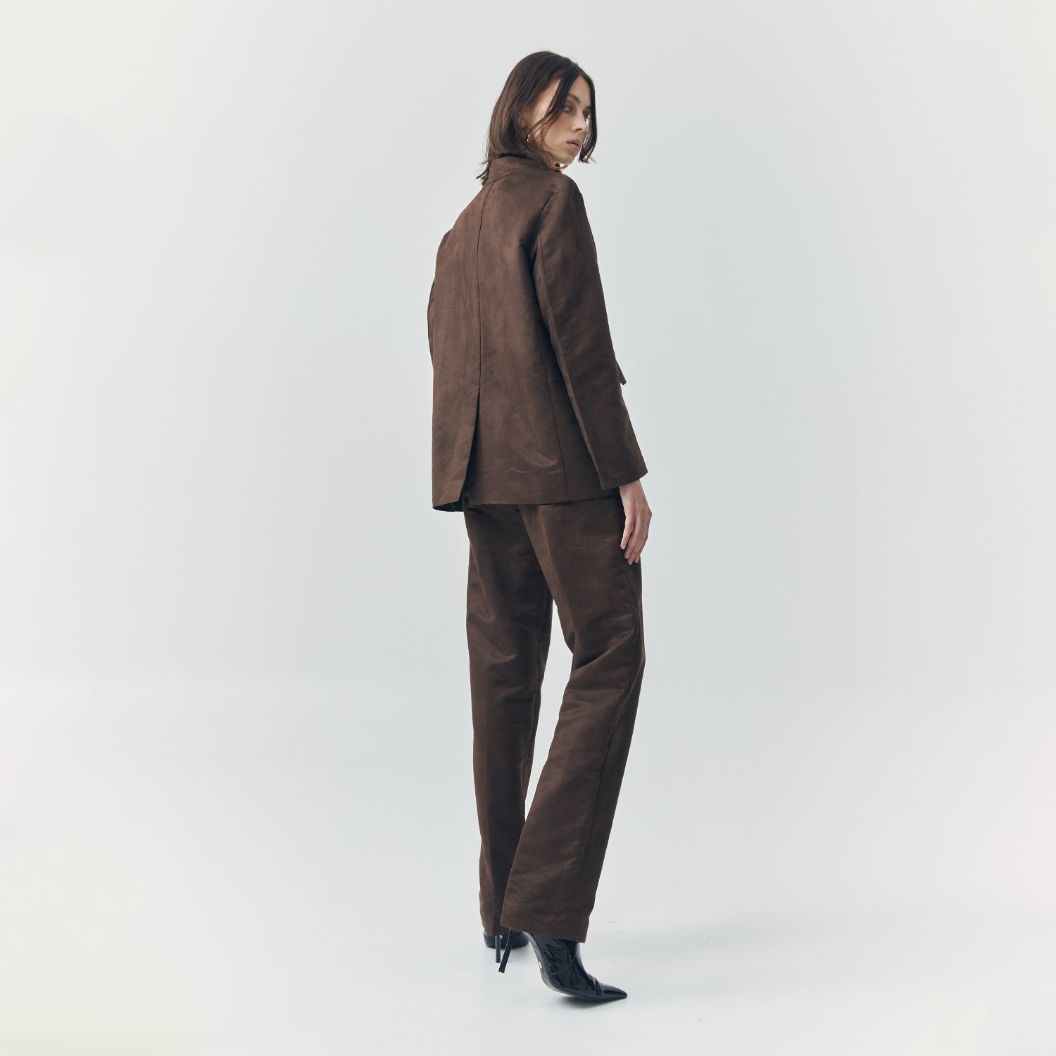 JETT SUEDE BROWN TAILORED PANTS