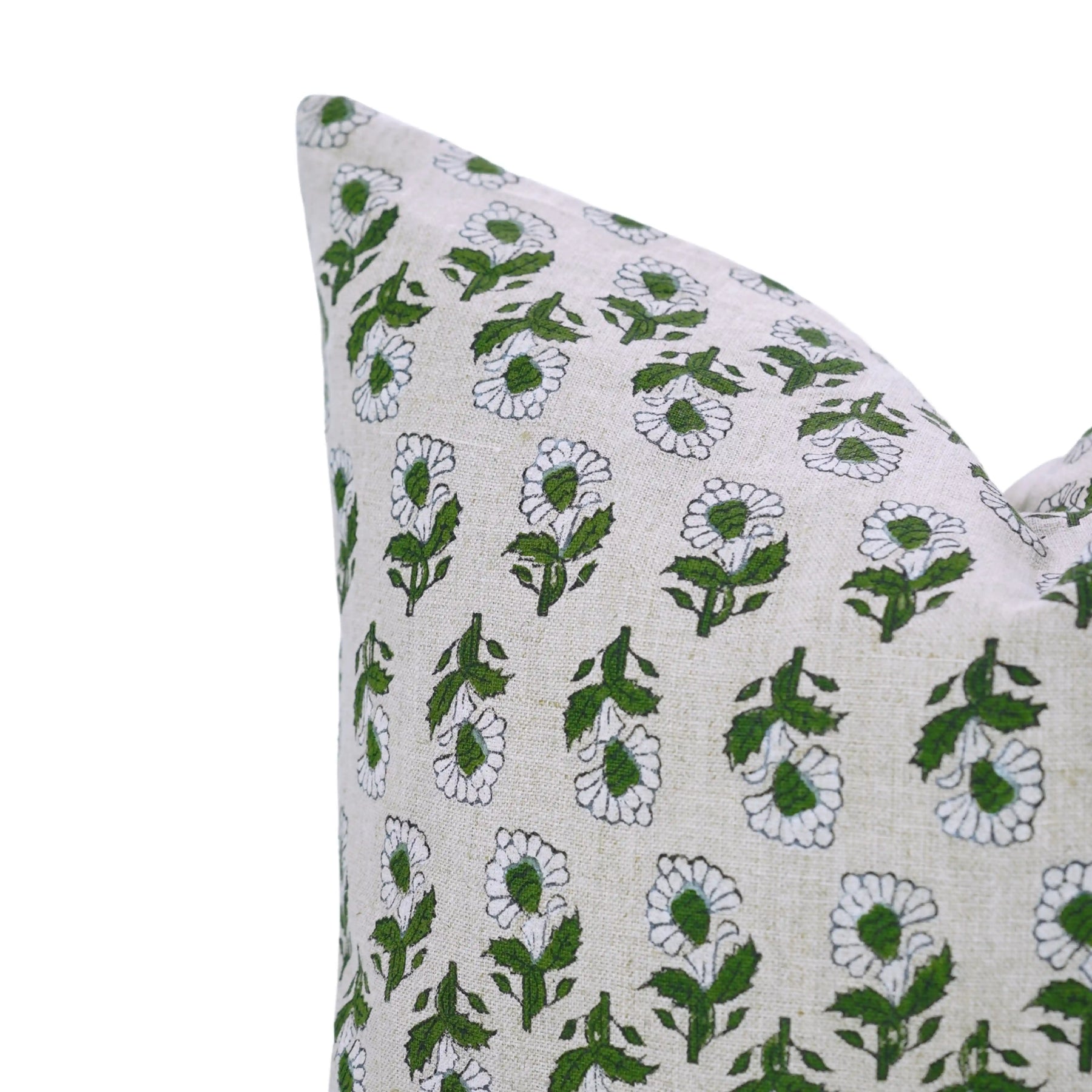 Artisan Style Block Print Pure Linen Pillow Cover - Ashoka