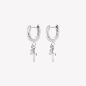 Calvary Cross Huggie Hoop Earrings