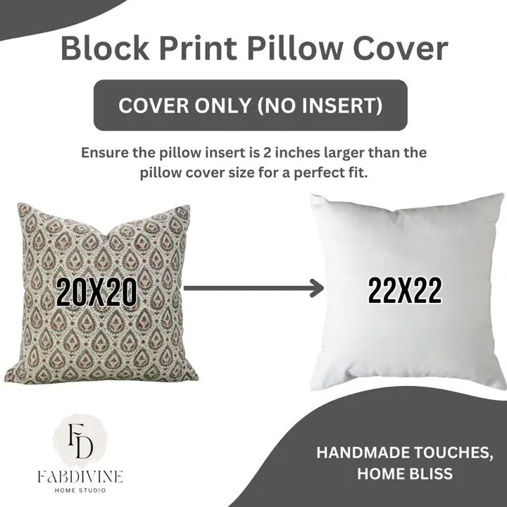 Stylish Hand-Block Design Viscose Linen Cushion Cover - Pan Patti