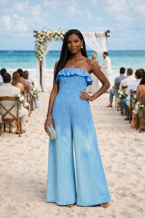 Strapless Blue Ombre Jumpsuit