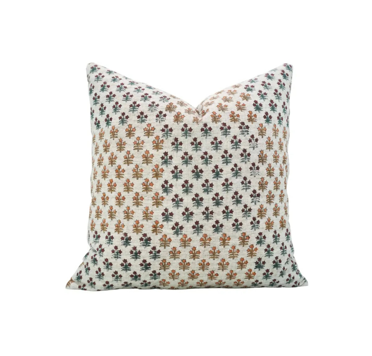 Artfully Hand Block Print Desgin Viscose Linen Cushion Cover - Kesariya