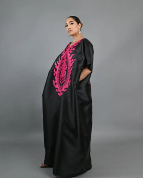 Soso Boubou (black color with pink embroidery) -African maxi dress