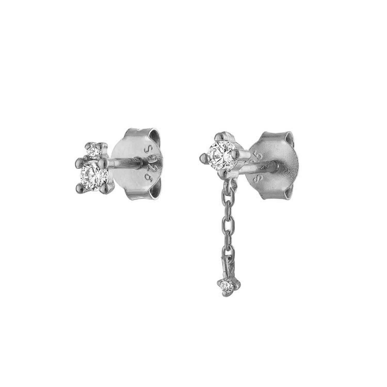 Gold Earring Set Pave Asymmetrical