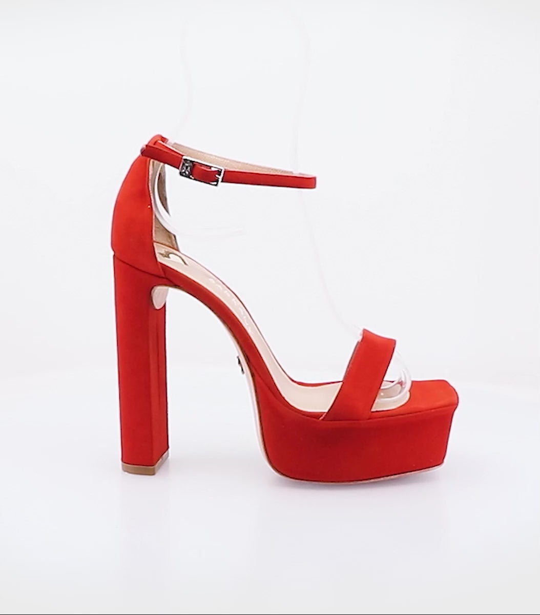 Cande Luxe Red Suede Platforms