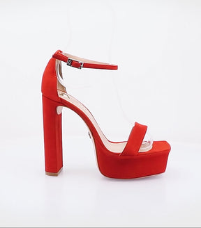 Cande Luxe Red Suede Platforms