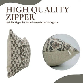 Boho Block Print Thick Linen Cushion Cover - Anamika Border