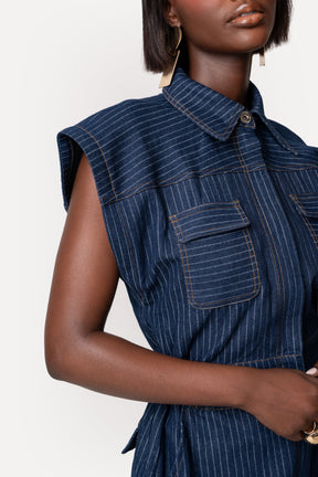 Denim Pinstripe JAKKI Jumpsuit