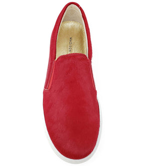 Red Short Hair Calf Slip On Sneaker
