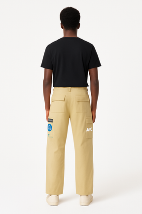 Khaki Logo Patch Cargo Pants