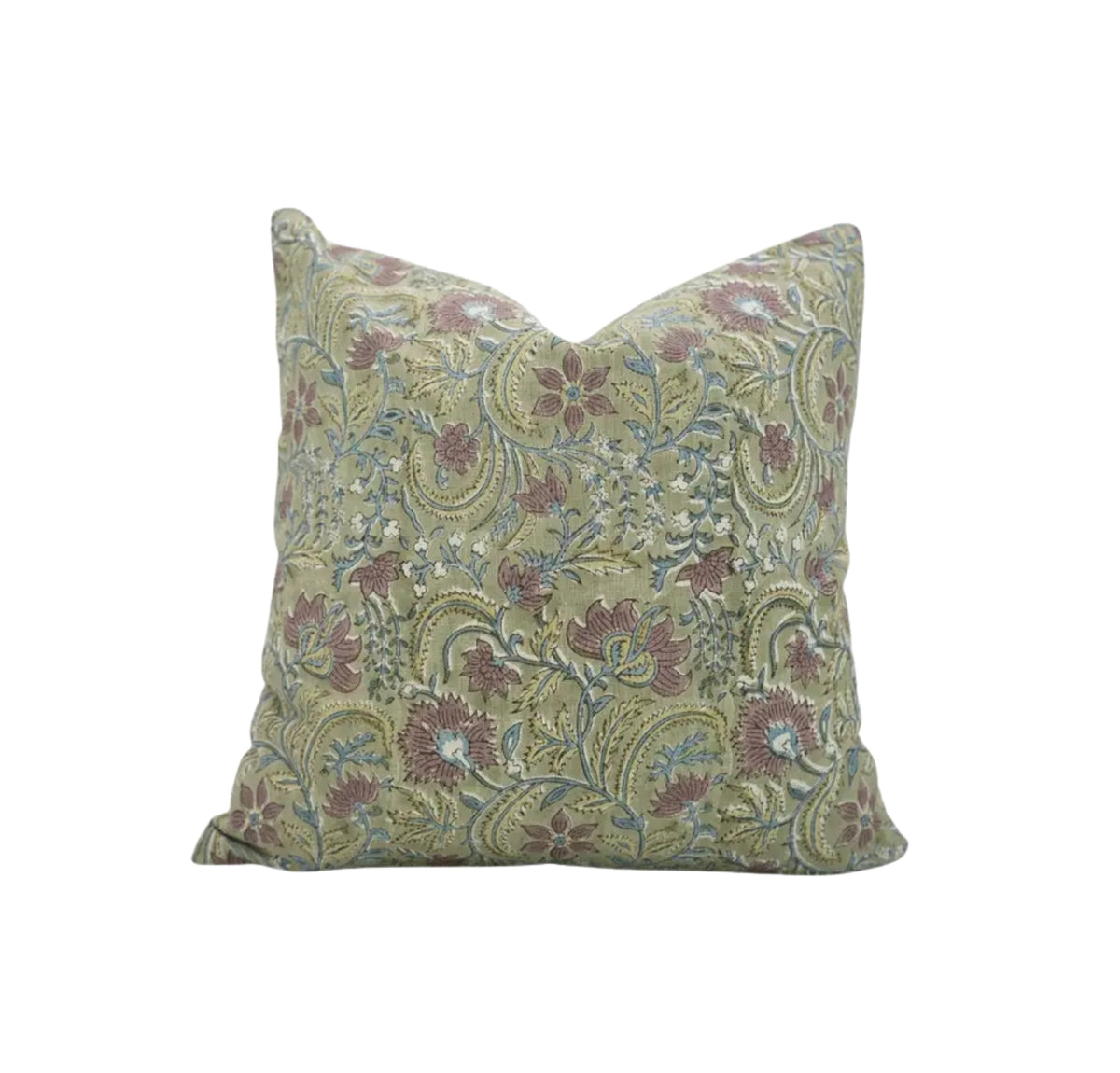 Beautiful Hand Made Block Viscose Linen Cushion Cover - Kundanvan