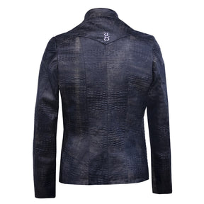 Aged cracked crocodile leather jacket