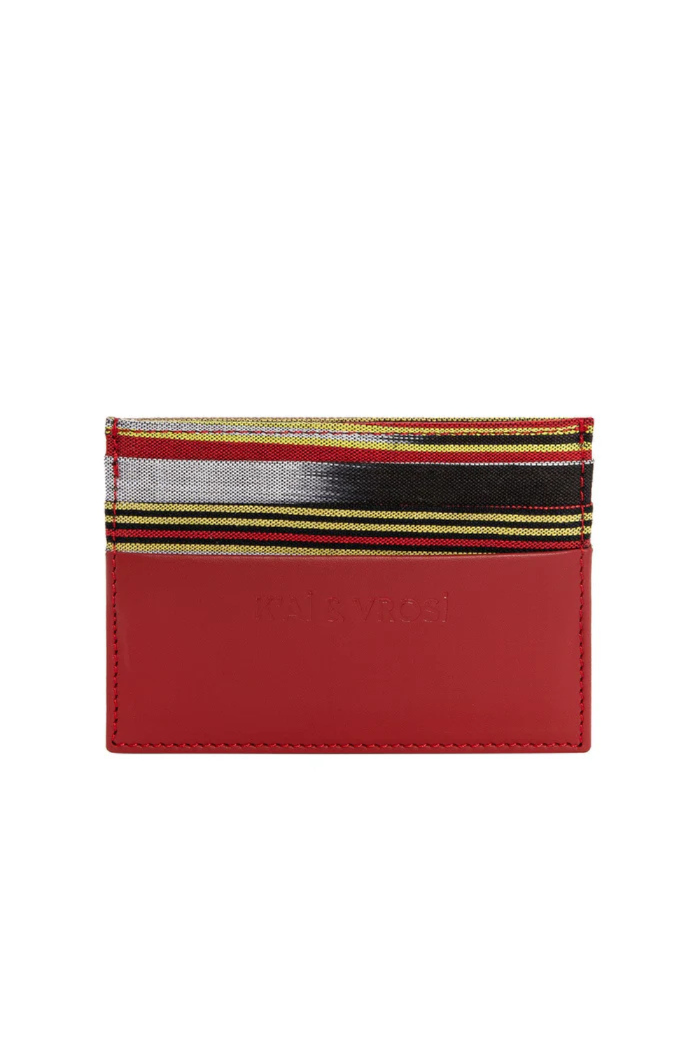Red Leather Canvas Cardholder