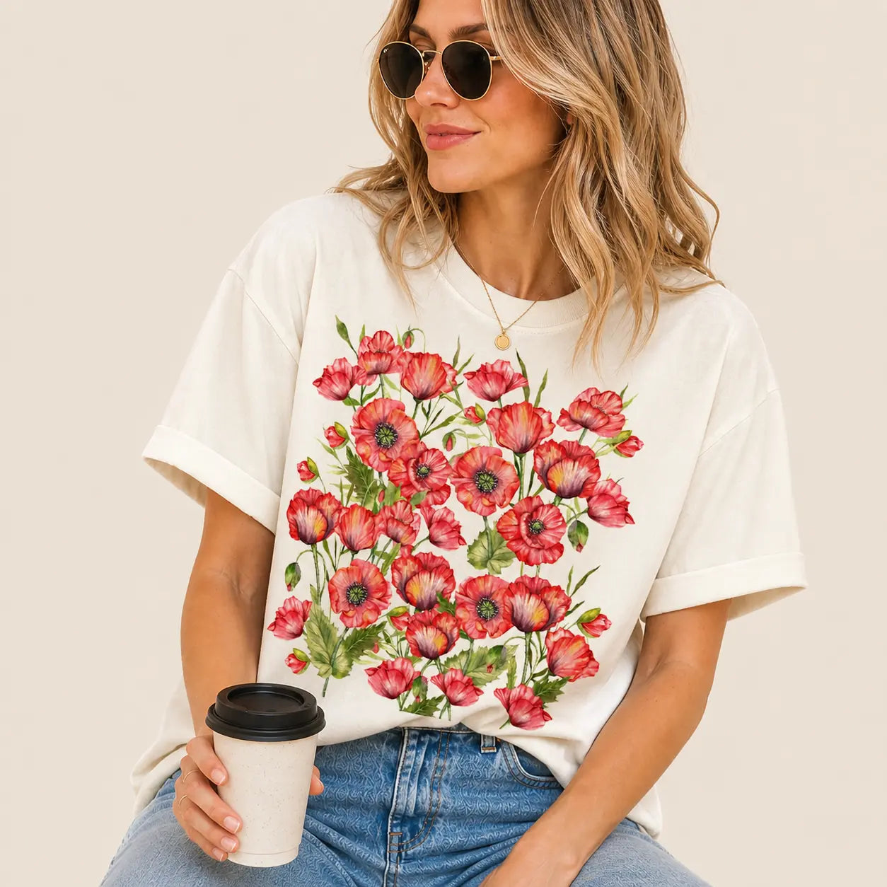 Red Poppy Botanical Graphic Tee
