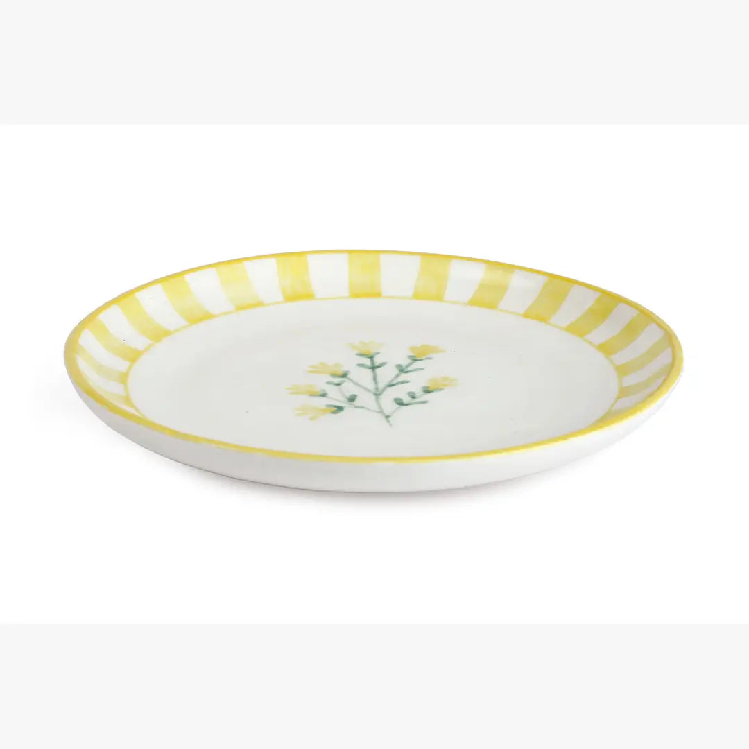Ceramic Sunshine Spring Dessert Plate -Yellow , 7 Inches (Set of 2)