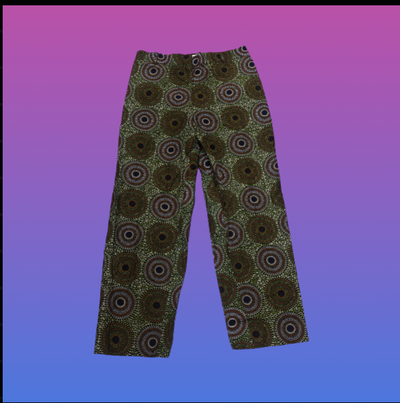 Dark Green Waves Straight Leg Pants