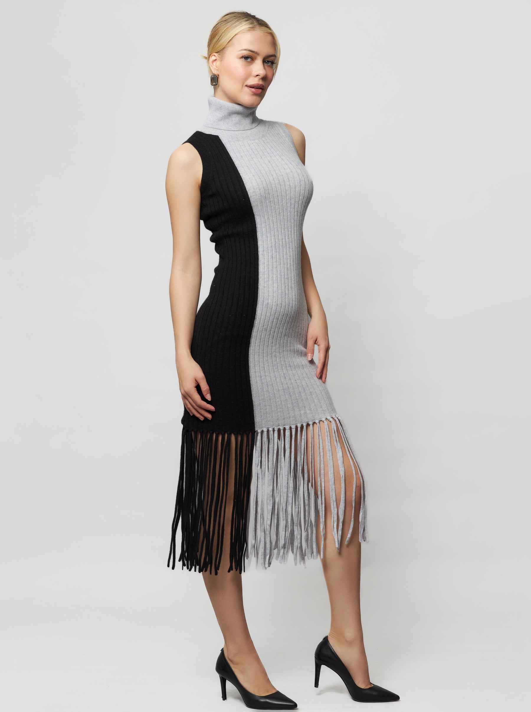 Elleann Color Block Cashmere Midi Dress