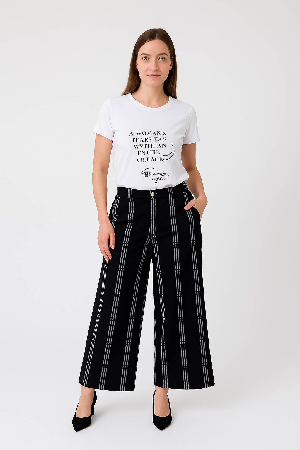 KEYS, Black Wide-legs trousers with denim cut