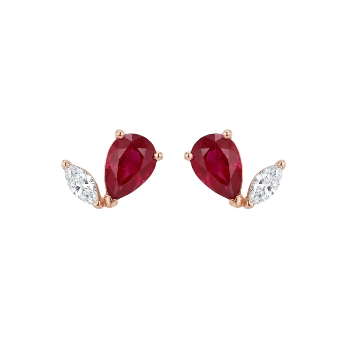 Pear Ruby & Diamond Marquise Studs