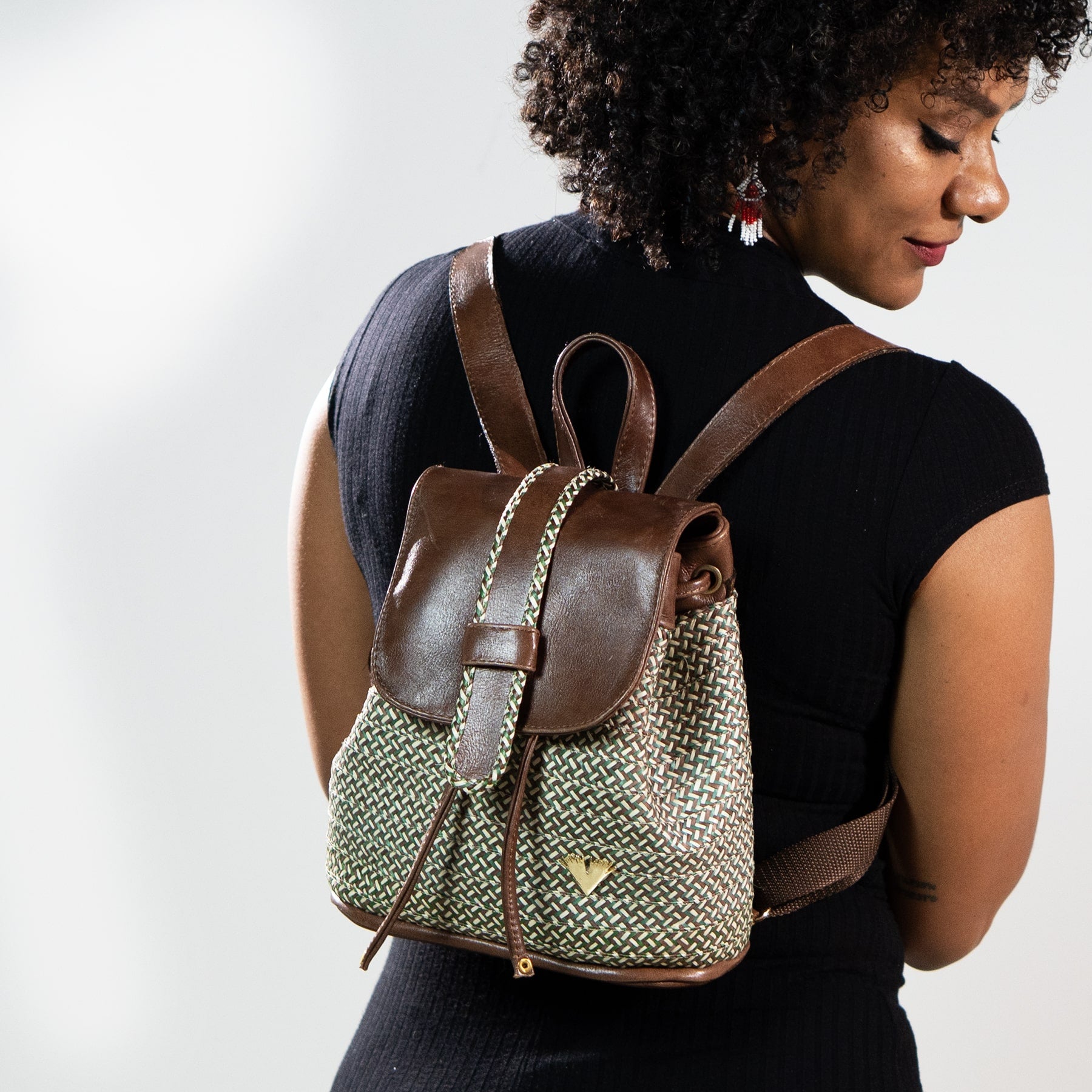 Brown Leather Iris Mini-backpack