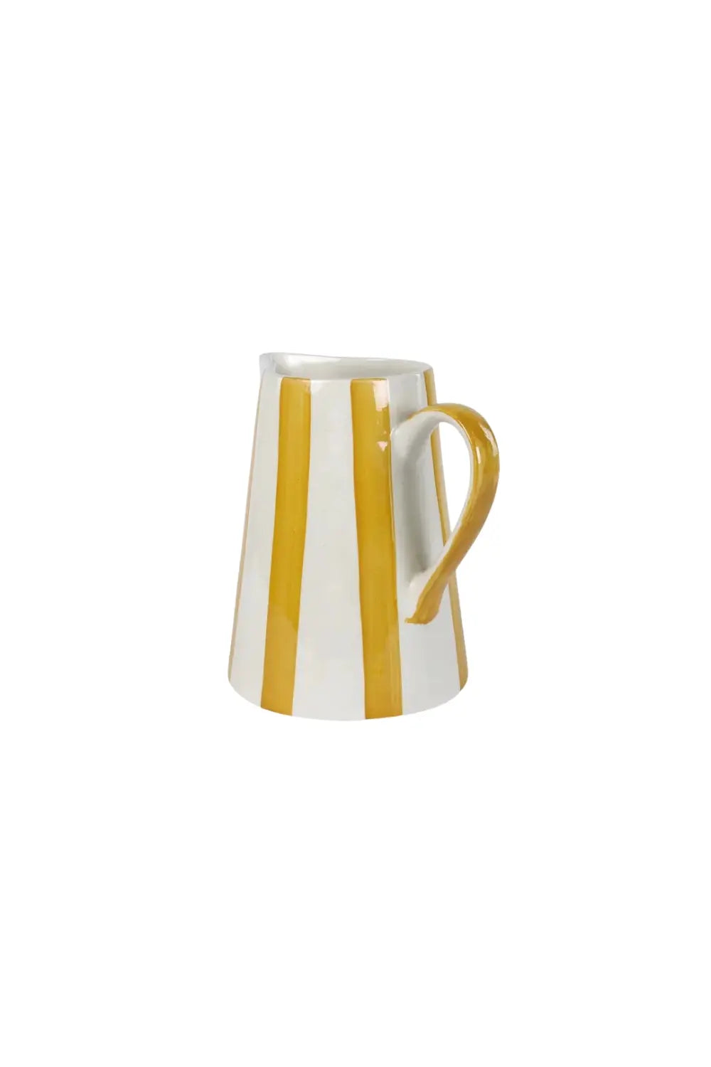 Ceramic Stripe Pitcher, Yellow- 8.25 X 8.25 X 8 Inches