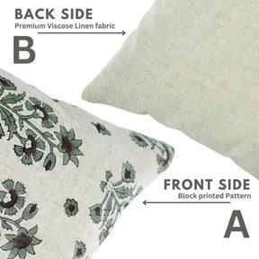 Bohemian Block Printed Design Viscose Linen Pillow Cover - Sadabahar