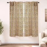 Gheravan Mustard Boho Animal Block Print Linen Curtain