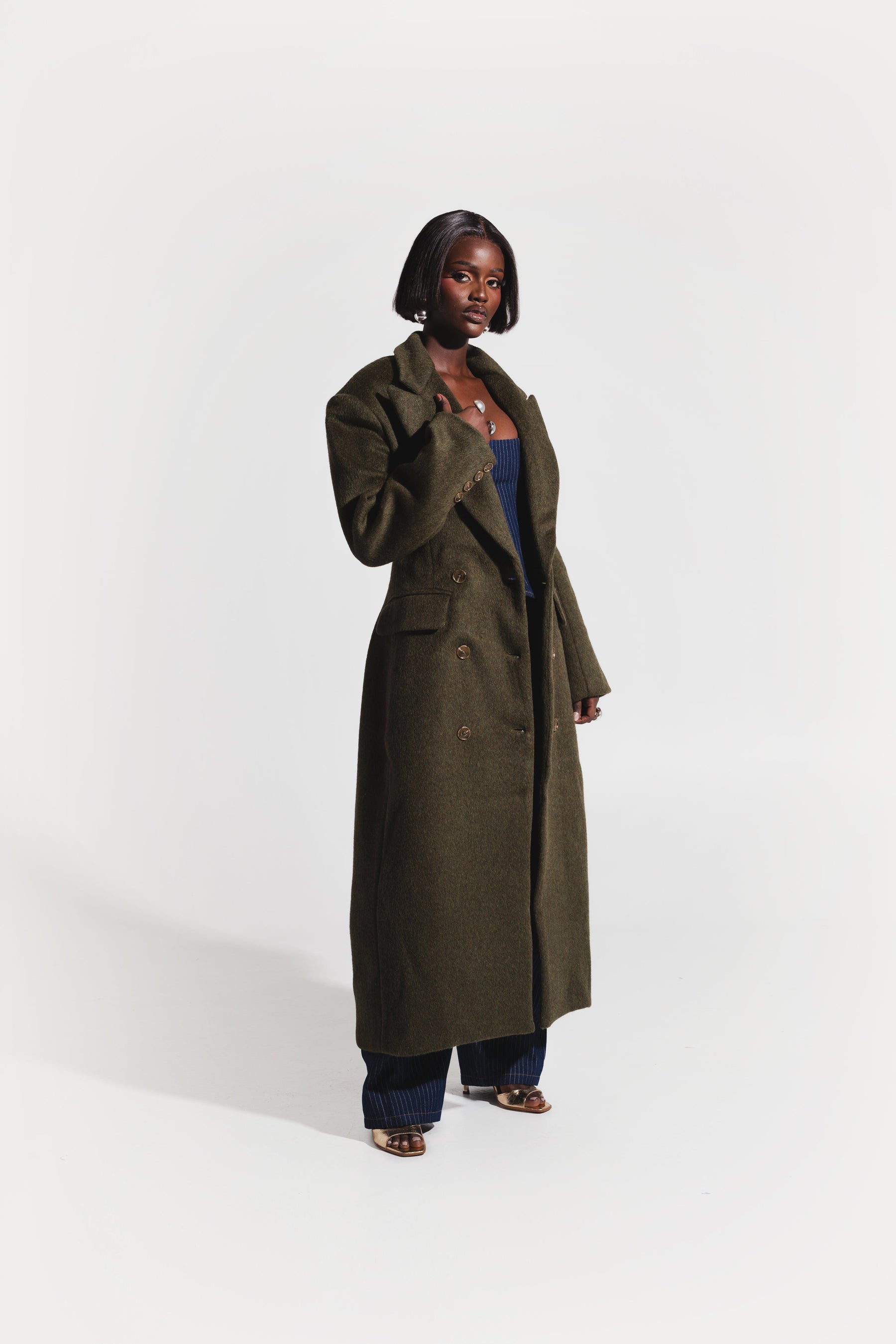 IMAN Wool Long jacket in OLIVE