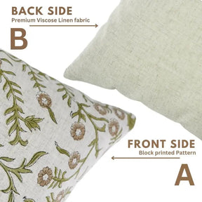 Home Decor Hand Block Print Viscose Linen Pillow Cover - Shejan