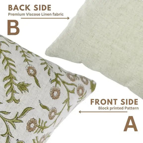 Home Decor Hand Block Print Viscose Linen Pillow Cover - Shejan