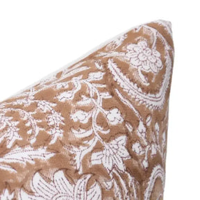 Natural Handmade Block Printed Thick Cotton White Cushion Cover-Kundanvan