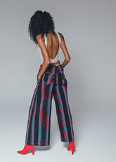 KEYS Handwoven Denim-Style Wide-Leg Trousers