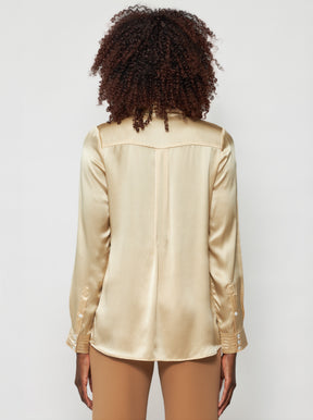 Solgo Pleated Silk Charmeuse Shirt