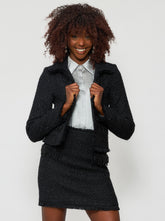 Tia Shimmering Tweed Bouclé Crop Jacket