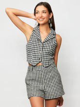 Valda Houndstooth Tweed Vest