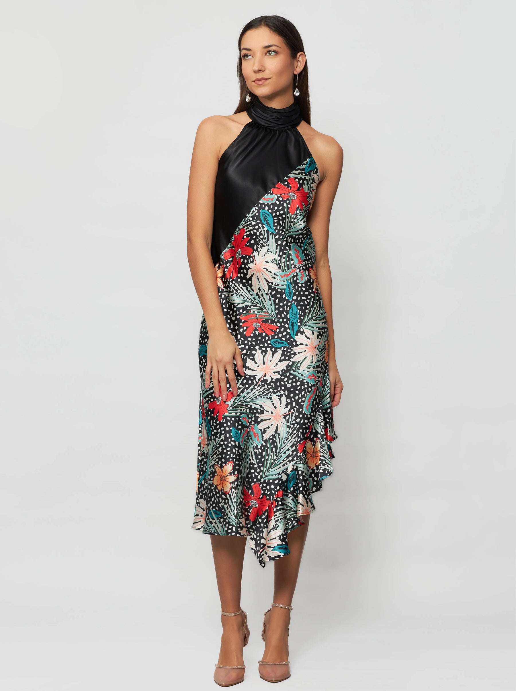 Yera Halter Silk Midi Dress
