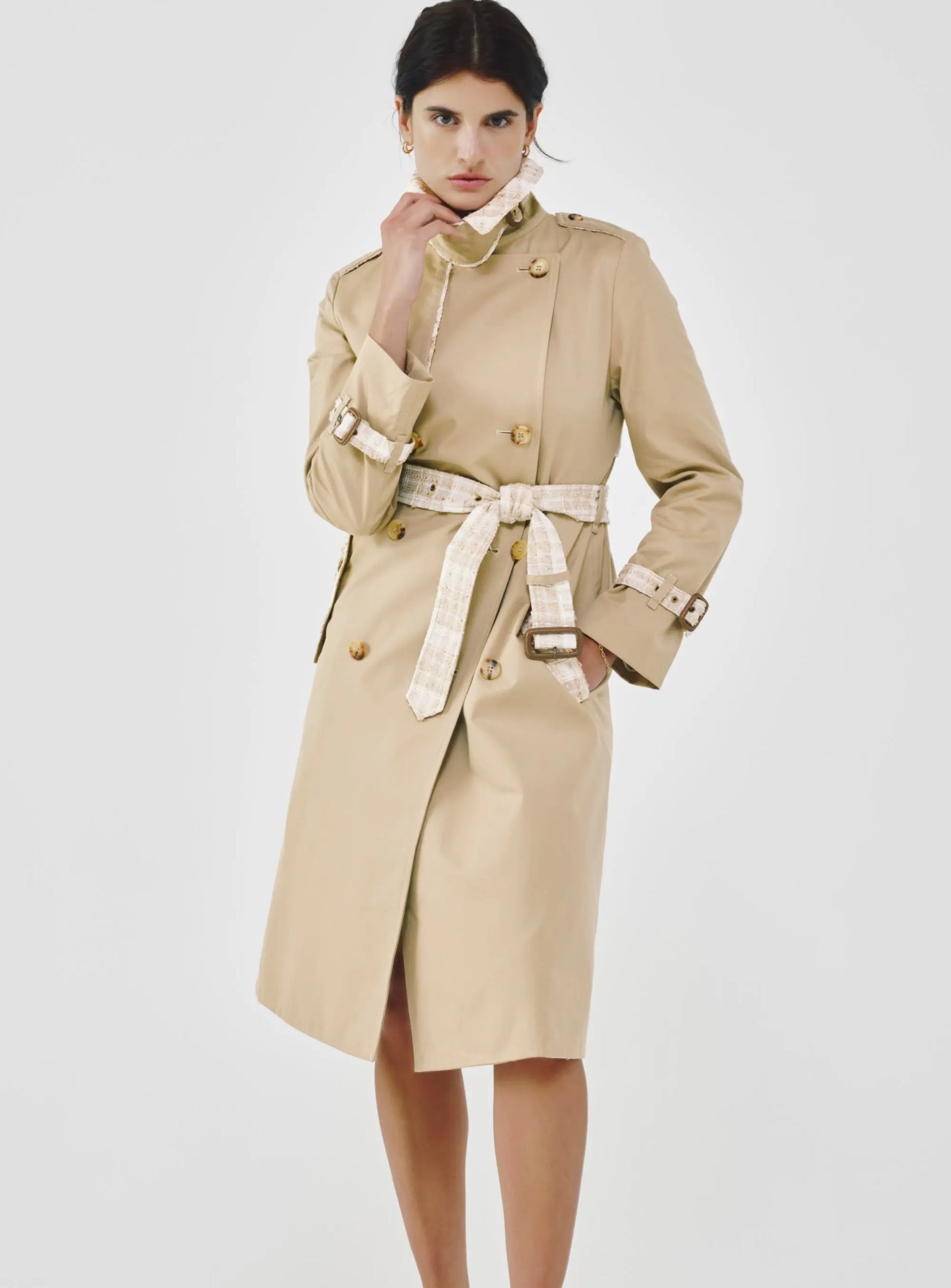 Twill & Tweed Contrast Trench