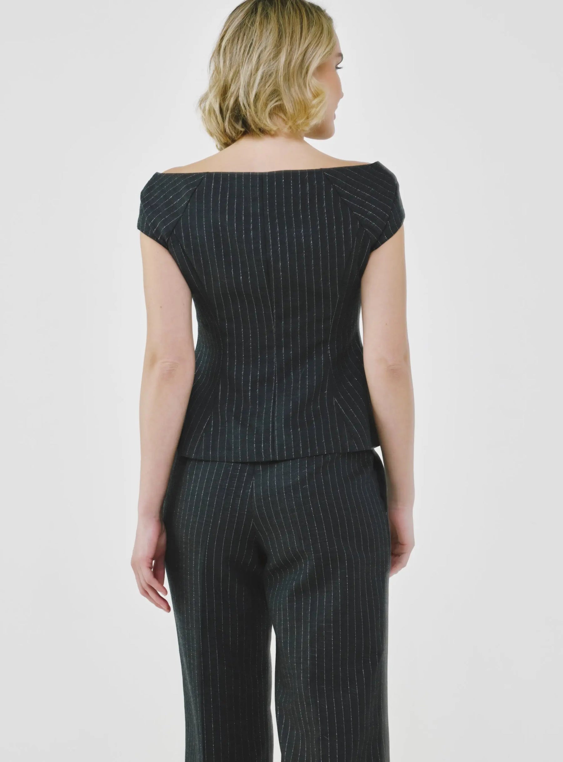 Tailored Pinstripe Bardot Top