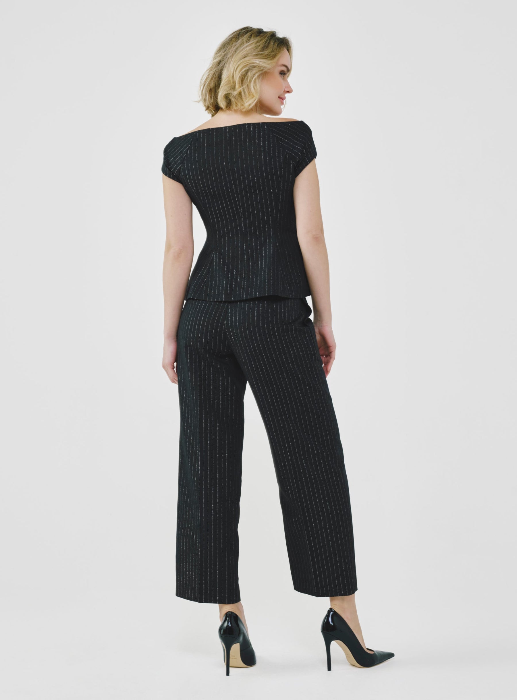 Tailored Pinstripe Bardot Top