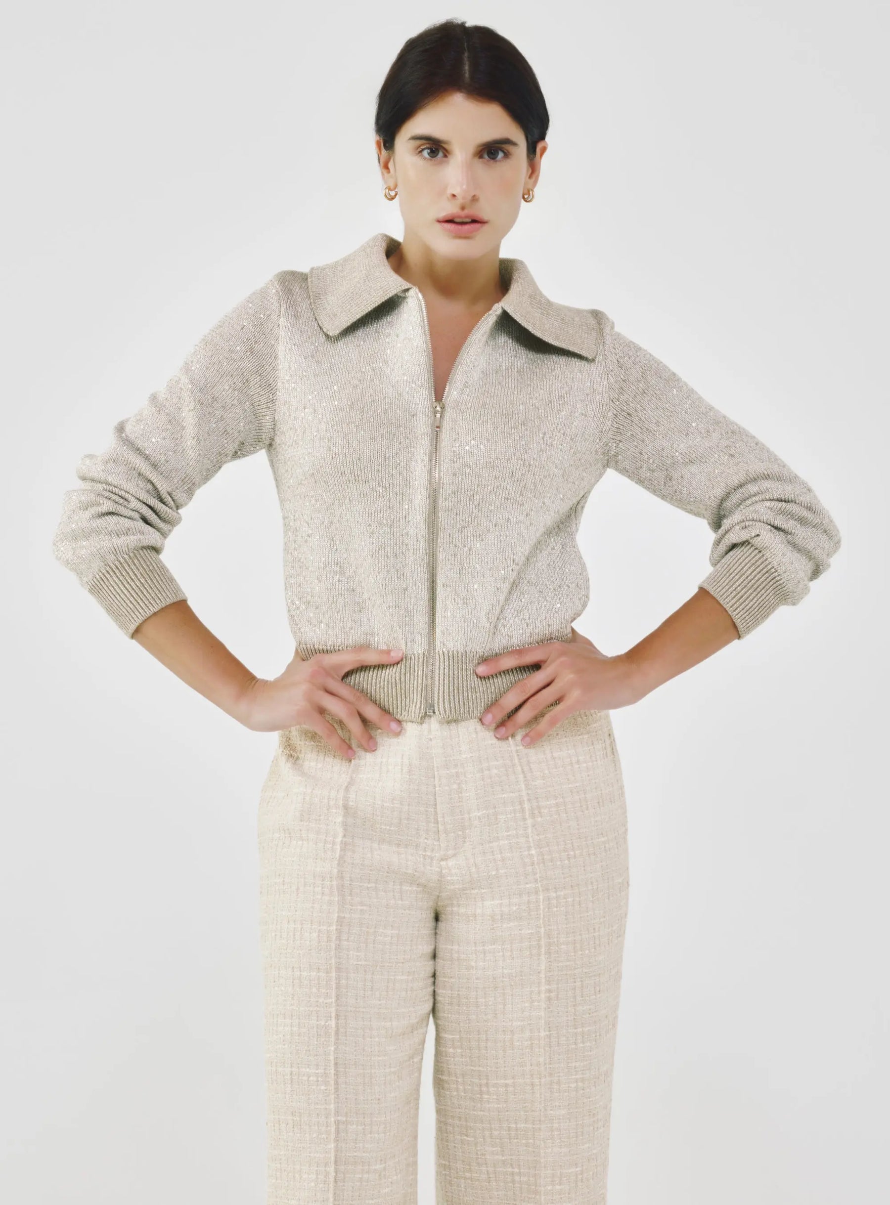 Sequin-Kissed Cotton Cardigan