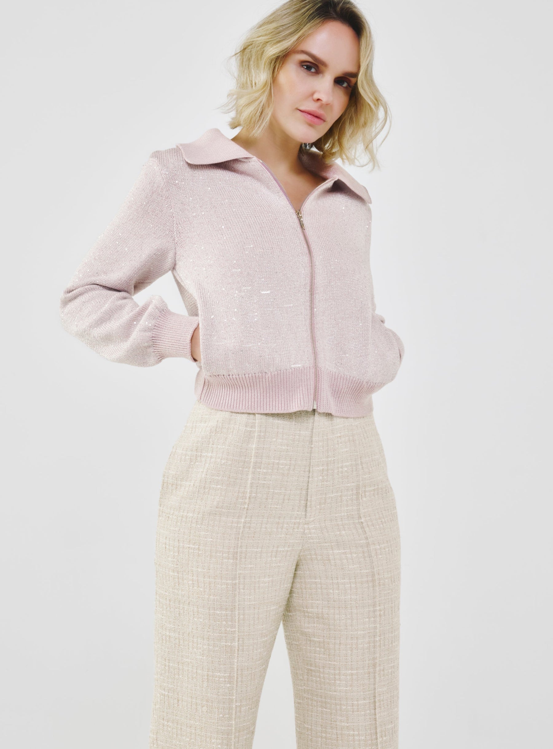 Sequin-Kissed Cotton Cardigan