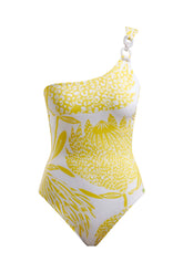 One Shoulder Swimsuit Yellow Protea