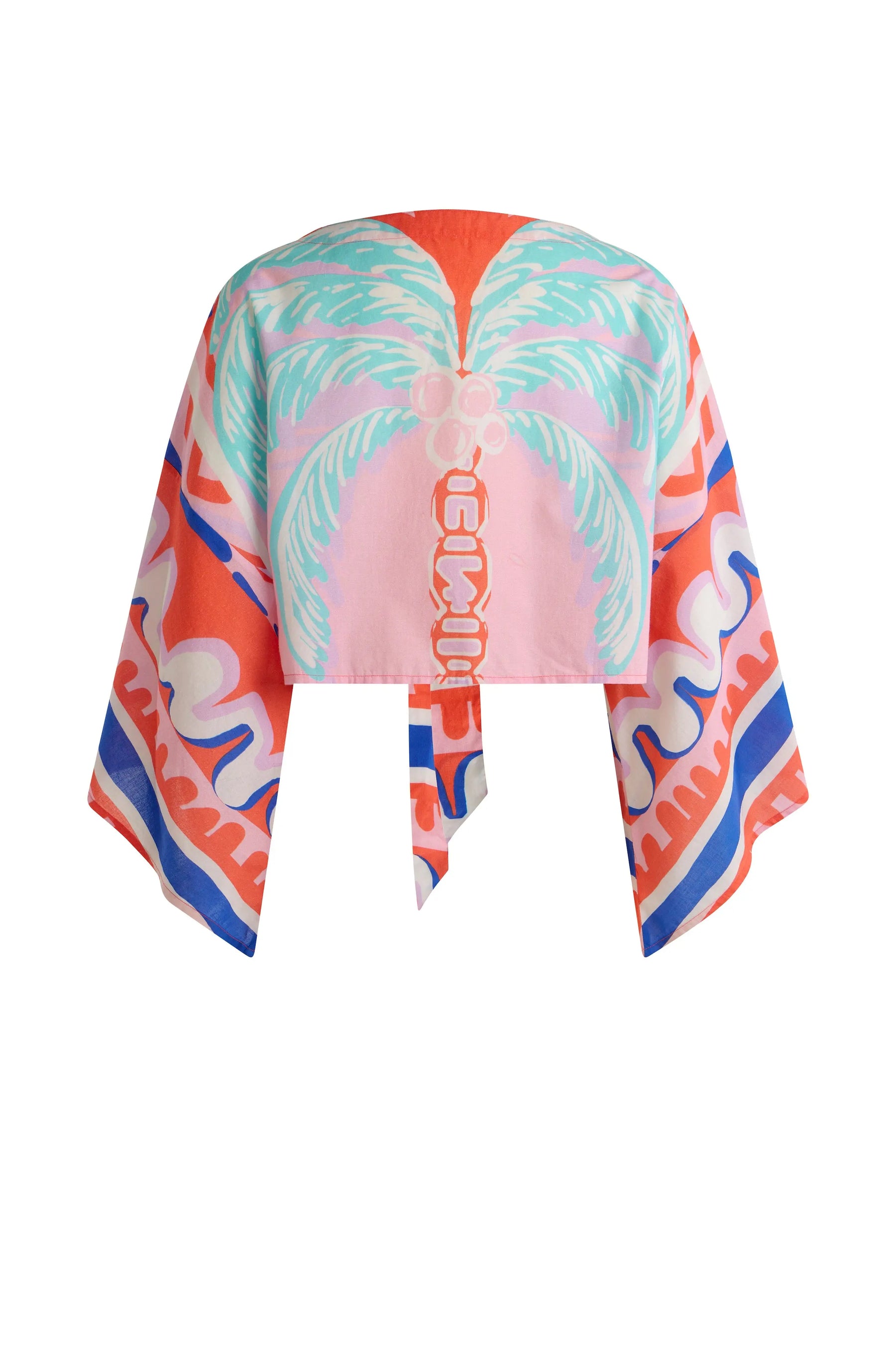Tie Front Kimono Top Pink Palm