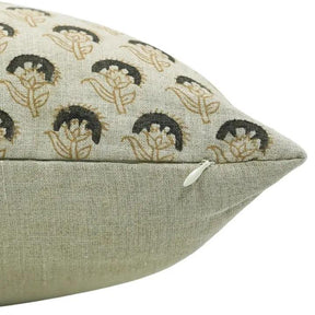 Traditional Handmade Block Print Boho Pure Linen Pillow Cover- Juju Flower